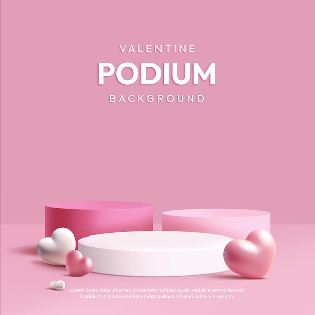 Valentín rosa 3D fondo realista exhibición de productos en el podio