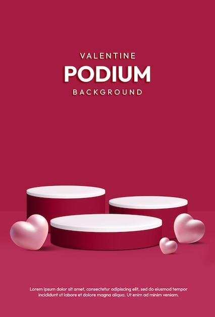 Valentín rosa 3D fondo realista exhibición de productos en el podio