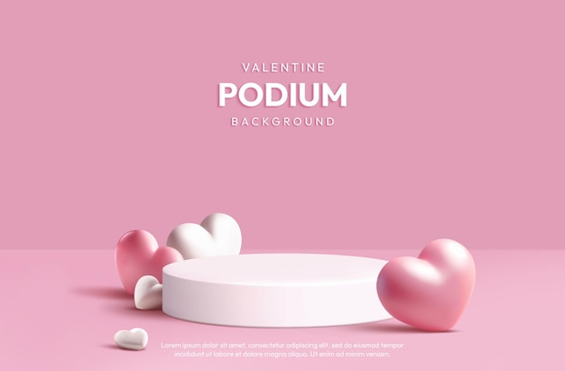 Valentine 3D rose Arrière-plan réaliste Podium Affichage des produits