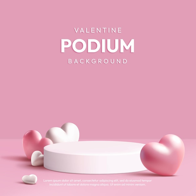 Valentine 3D rose Arrière-plan réaliste Podium Affichage des produits