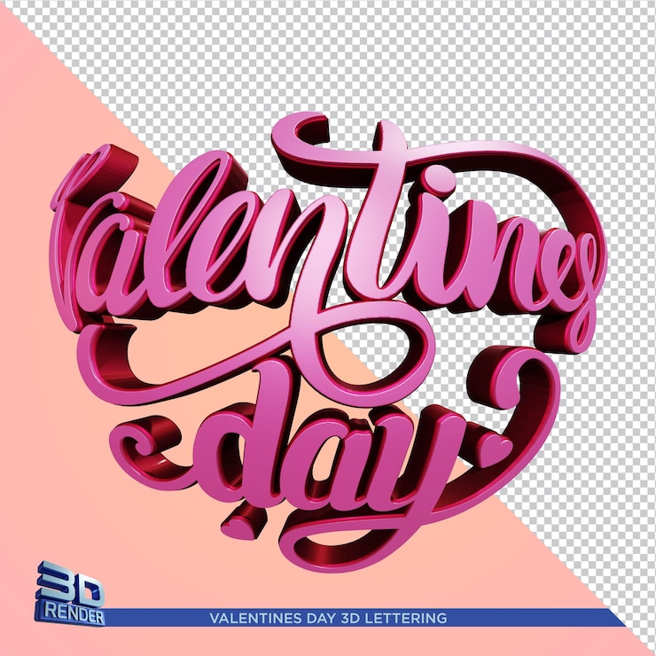 PSD valentine 3d schriftzug zusammensetzung isoliert