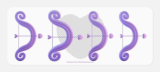 PSD valentine arrow 3d render elementos de diseño