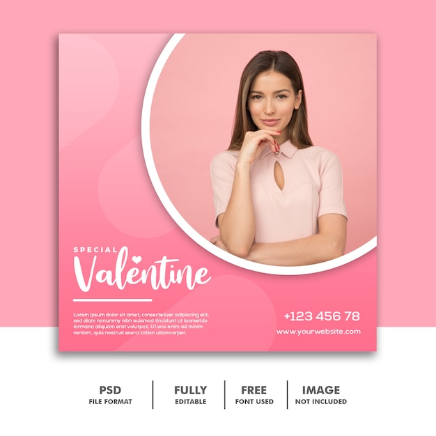 Valentine Banner Instagram Social Media Beitrag, Pink Girl Fashion