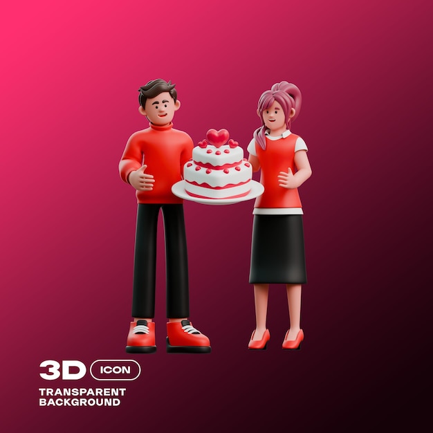 Valentine Character 3D Illustration PNG Template