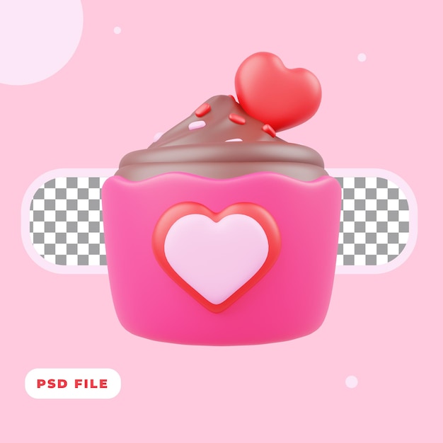 Valentine cupcake 3d-illustration