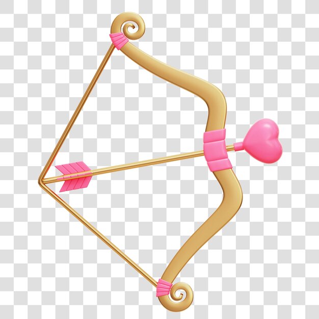 Valentine Cupid Arrow 3D-Rendering Icon Isolierter durchsichtiger Hintergrund
