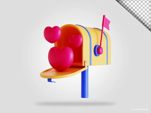 Valentine mailbox 3d-render-illustration isoliert