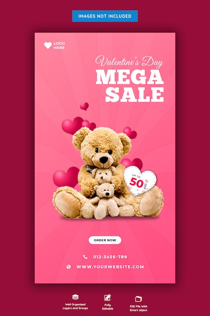 PSD valentine's sale instagram story