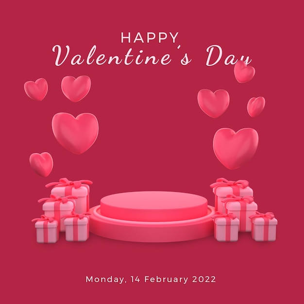 valentine vorlage podium raum liebe giftbox editierbare 3d illustration