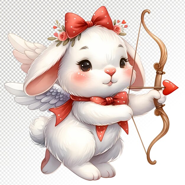 PSD valentines bunny cupid clipart ilustrações fundo transparente psd