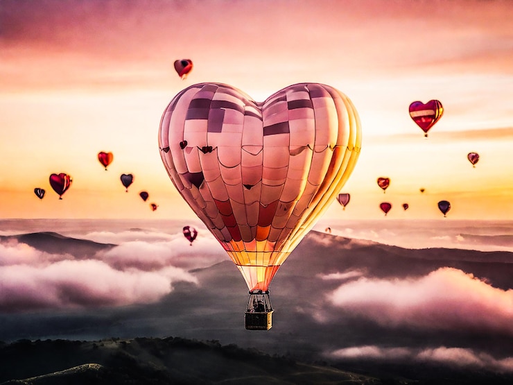 PSD valentines day balloons