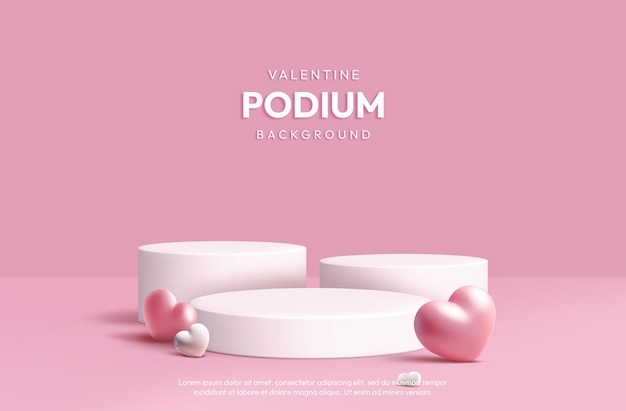 Valentino rosa 3D fundo realista exibição de produtos do pódio