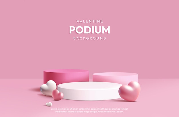 Valentino rosa 3D fundo realista exibição de produtos do pódio
