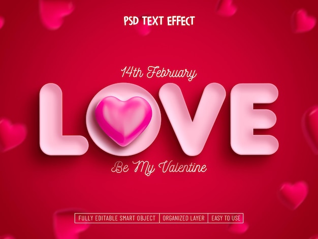 Valentinsfeiern lieben bearbeitbare Text-Effekte