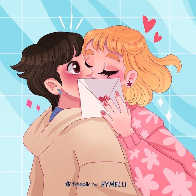 Valentinstag-Feierillustration mit Paarküssen
