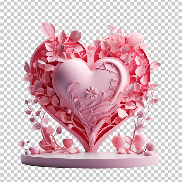 PSD valentinstag-herz 3d-illustrationsdesign mit weißem hintergrund