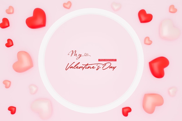 Valentinstag Hintergrundmodell mit Herz geformt in 3D-Rendering