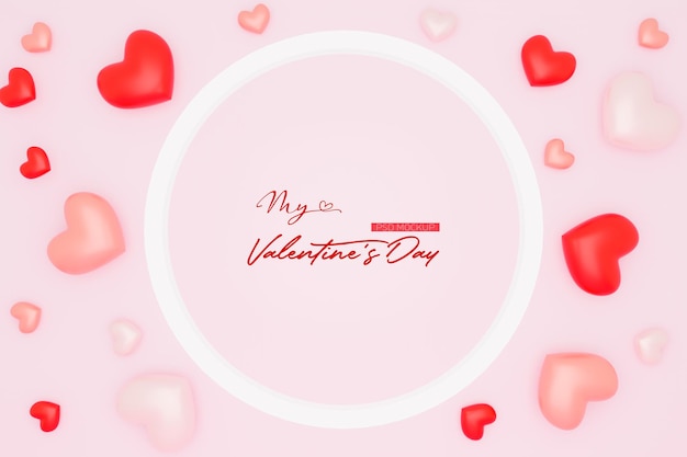 Valentinstag hintergrundmodell mit herz geformt in 3d-rendering