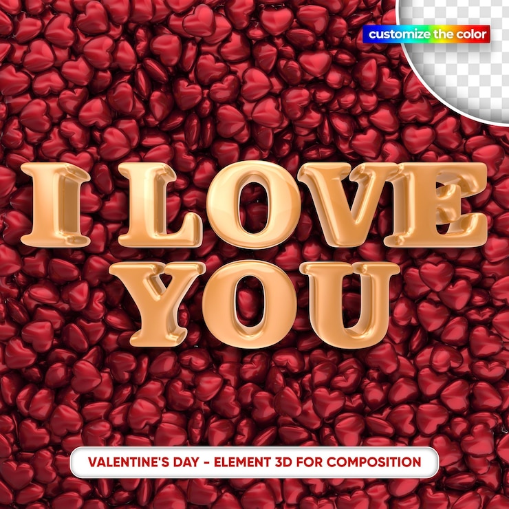 PSD valentinstag illustration in 3d-rendering