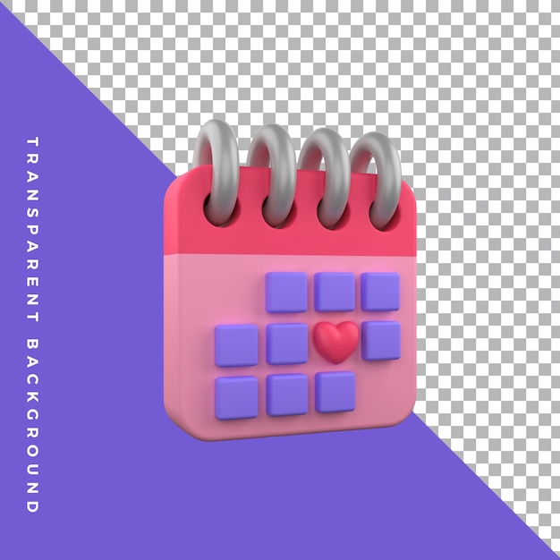 Valentinstag kalender liebe 3d illustration