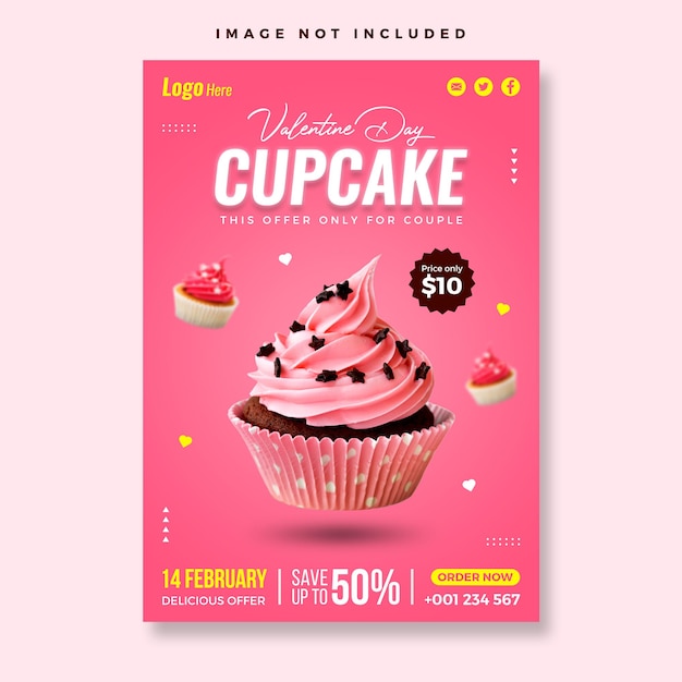 Valentinstag Kuchen Verkauf Flyer Vorlage