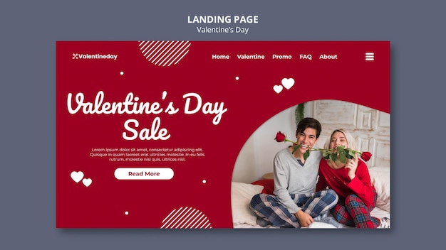 Valentinstag landingpage vorlage mit foto