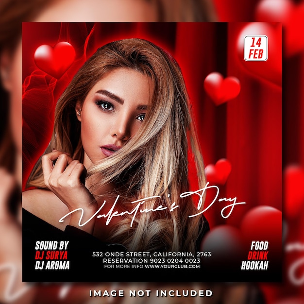 Valentinstag-party-flyer social-media-post und web-banner
