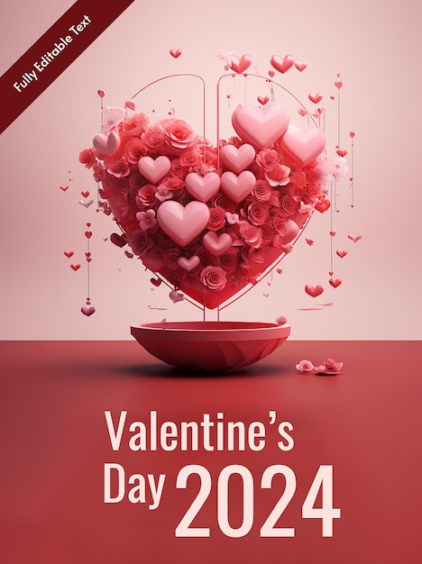 PSD valentinstag-postplatz social-media-flyer premium-psd mit bearbeitbarem text