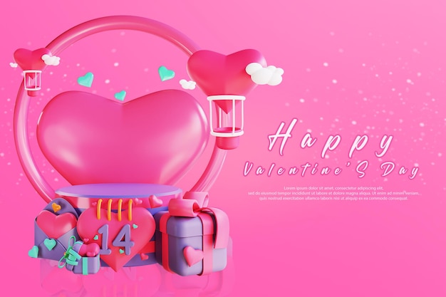 Valentinstag Verkauf Banner Podium Liebe Geschenkbox letztere Vorlage 2 mit Herzen Premium