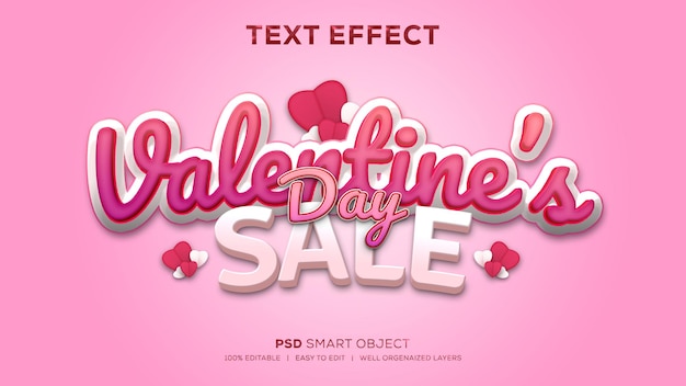 Valentinstag-Verkauf psd-Texteffekt mit Liebesverzierung