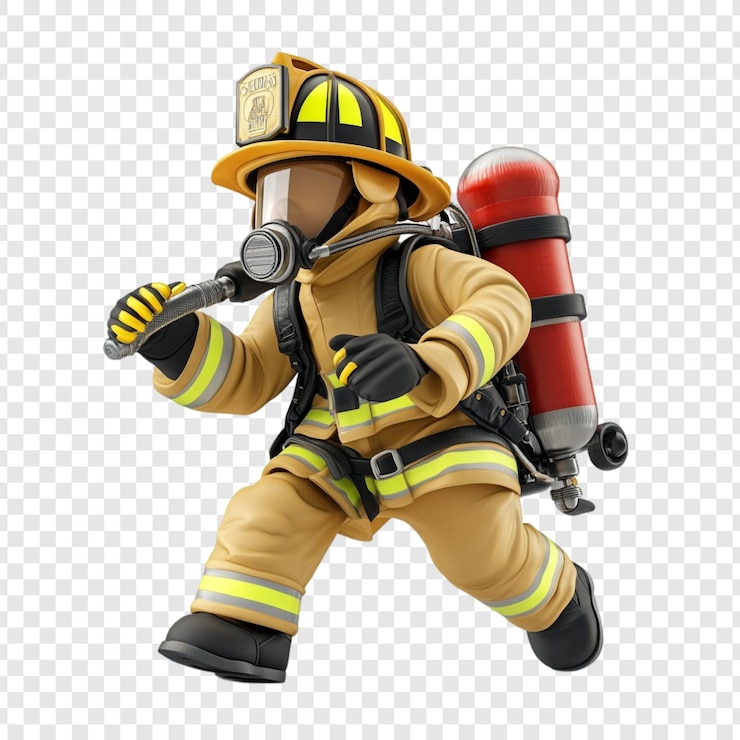 PSD valiente bombero corriendo al rescate respuesta de emergencia heroísmo