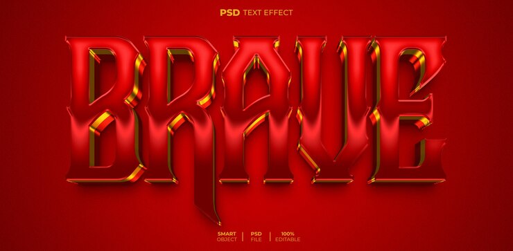 PSD valiente efecto de texto editable 3d
