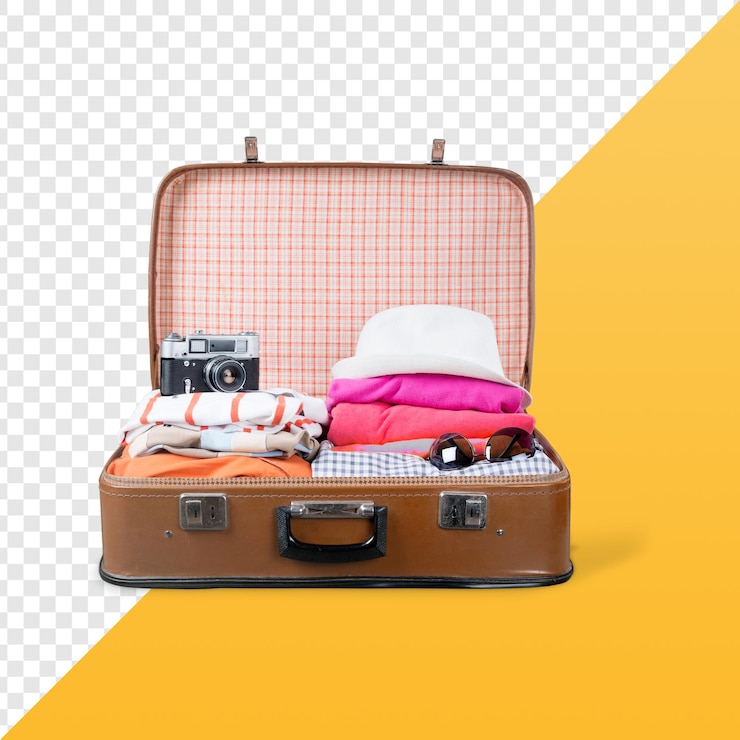 PSD une valise avec un chapeau