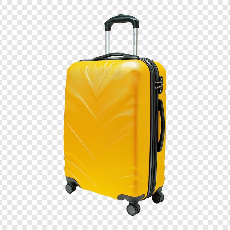 PSD une valise de voyage de couleur jaune isolée sur un fond transparent