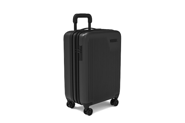 Valise de voyage isolée Ensemble de bagages en plastique noir ou sac de bagages de vacances sur fond blanc