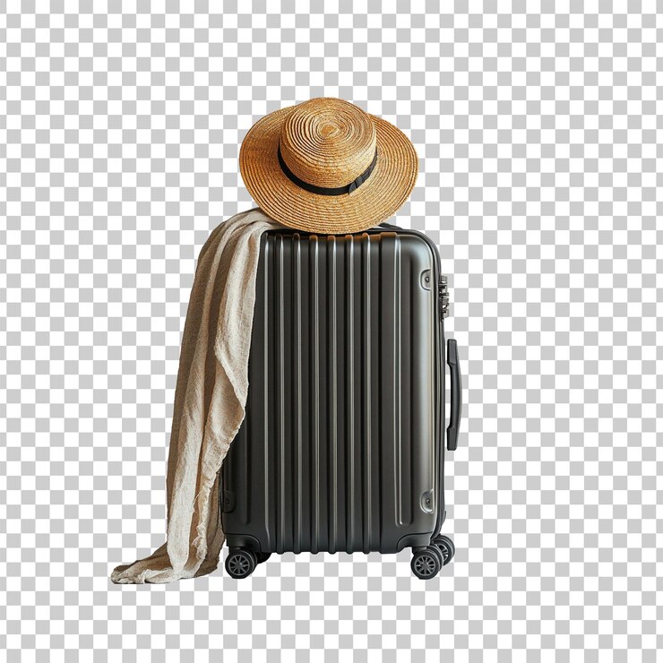 PSD une valise de voyage noire sur un fond transparent