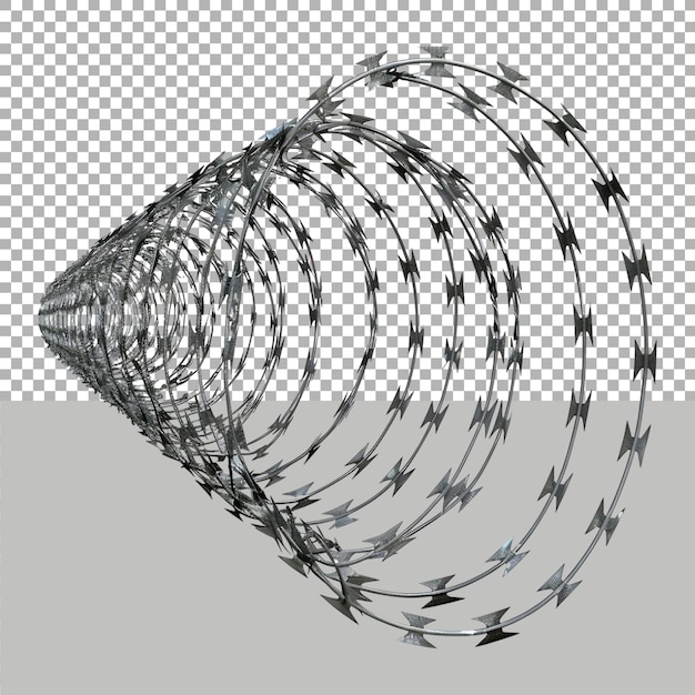 PSD valla de alambre de púas en fondo transparente generado por ai