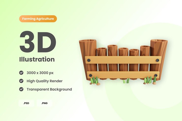 Valla de jardinería de ilustración 3D