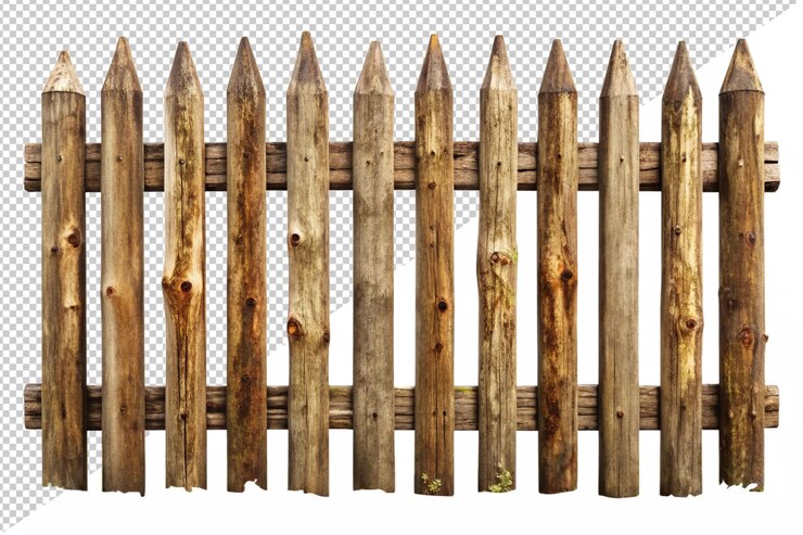 PSD valla de madera rústica aislada sobre un fondo blanco