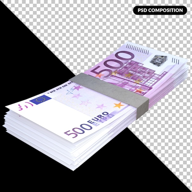 Valuta dell'unione europea euro 500 isolato premium psd