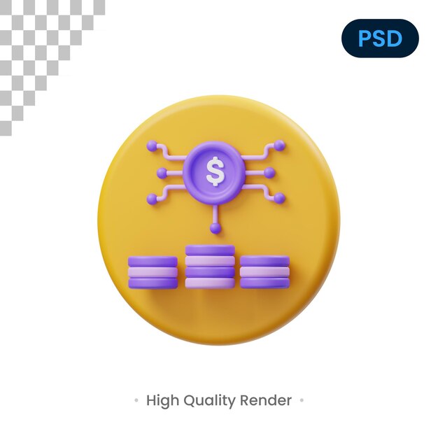 Valuta Digitale 3D Rendering Illustrazione Psd Premium