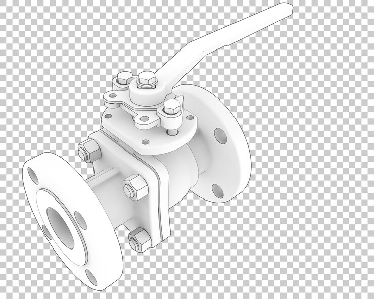 PSD válvula de bola aislada sobre fondo transparente ilustración de renderizado 3d
