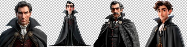 PSD vampire lurking in 3d-animation isoliert auf einem transparenten hintergrund