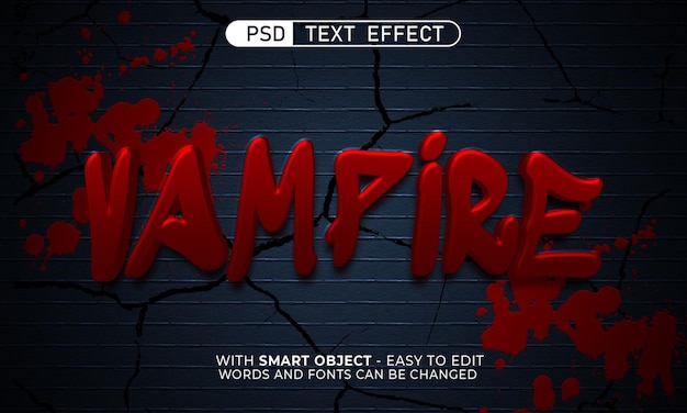 PSD vampire de texte modifiable avec effet 3d