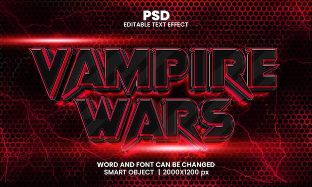 PSD vampirkriege filmstil 3d bearbeitbarer photoshop-texteffektstil mit modernem hintergrund