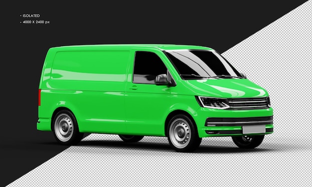 Van de transporte verde brilhante realista isolada da vista frontal direita
