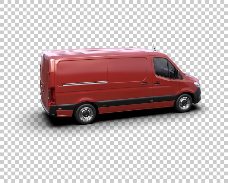 PSD van kargo terisolasi pada latar belakang render 3d ilustrasi