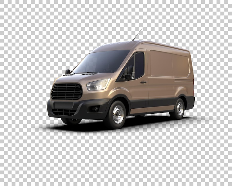 PSD van kargo terisolasi pada latar belakang render 3d ilustrasi