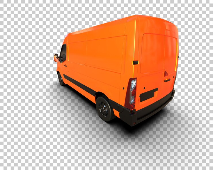 PSD van kargo terisolasi pada latar belakang render 3d ilustrasi