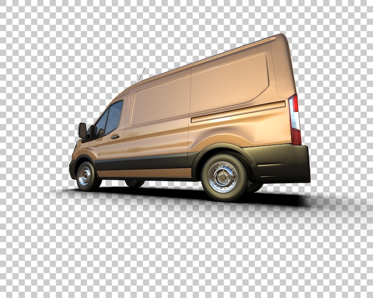 PSD van kargo terisolasi pada latar belakang render 3d ilustrasi